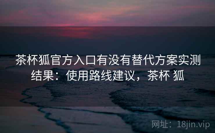 茶杯狐官方入口有没有替代方案实测结果：使用路线建议，茶杯 狐